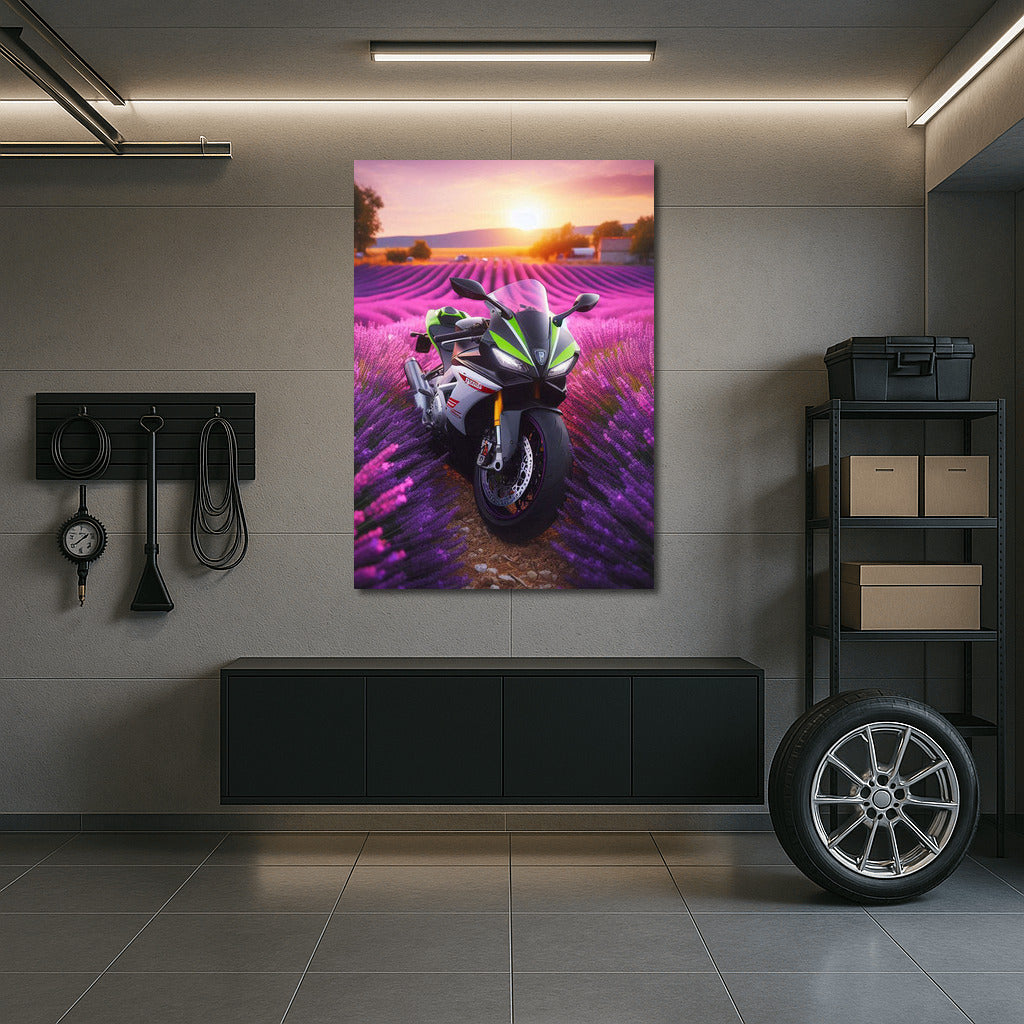 Aprilia in Lavender Fields: Sunset Symphony of Speed