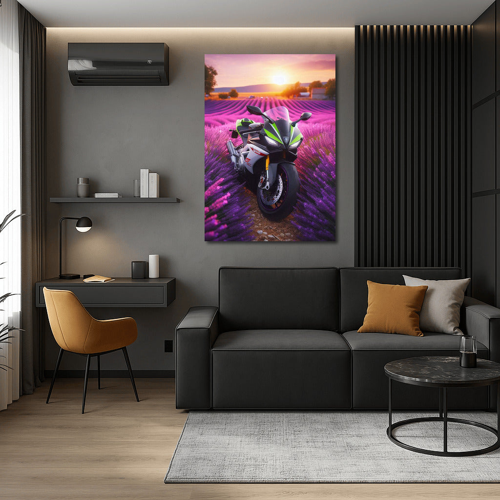 Aprilia in Lavender Fields: Sunset Symphony of Speed