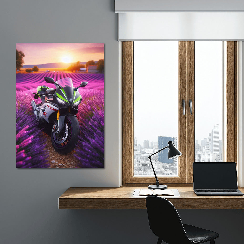 Aprilia in Lavender Fields: Sunset Symphony of Speed