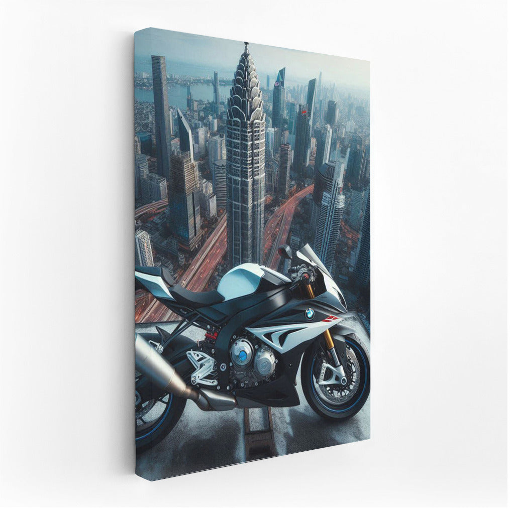 BMW Motorcycle on the Roof of a Skyscraper: Speed at Height