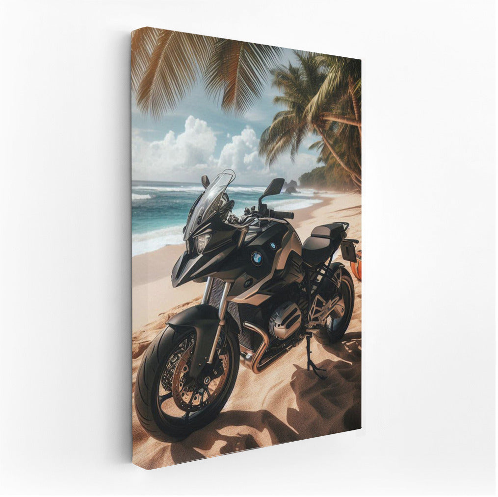 BMW Motorcycle on a Tropical Beach: Summer Paradise and Freedom
