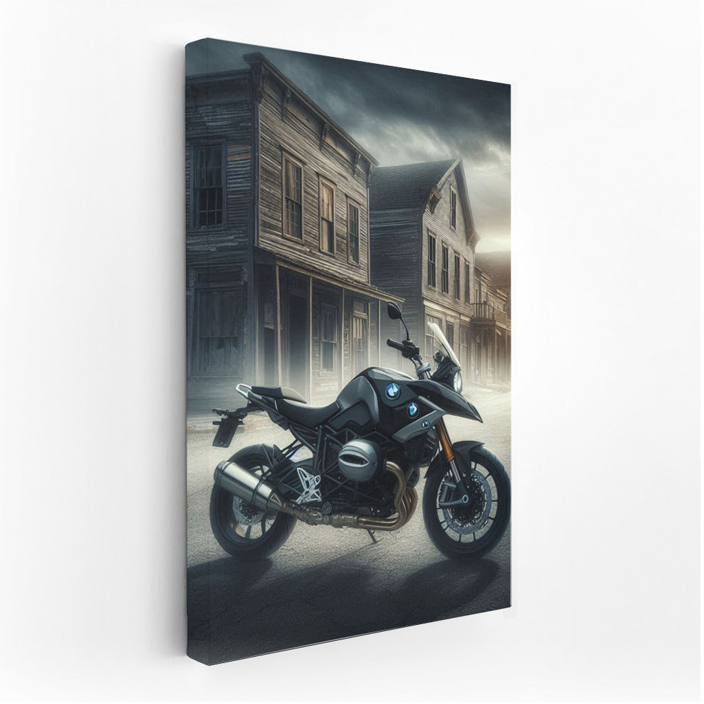 BMW Motorcycle in Ghost Town: Adventure in the Fog