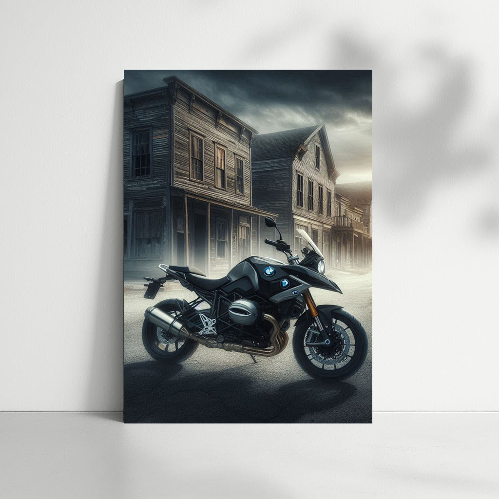 BMW Motorcycle in Ghost Town: Adventure in the Fog