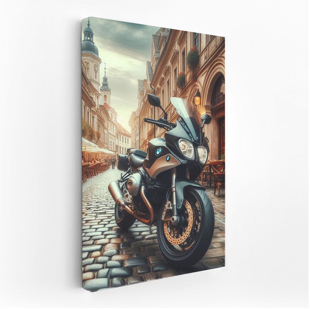BMW Motorcycle on the Streets of Historical Europe