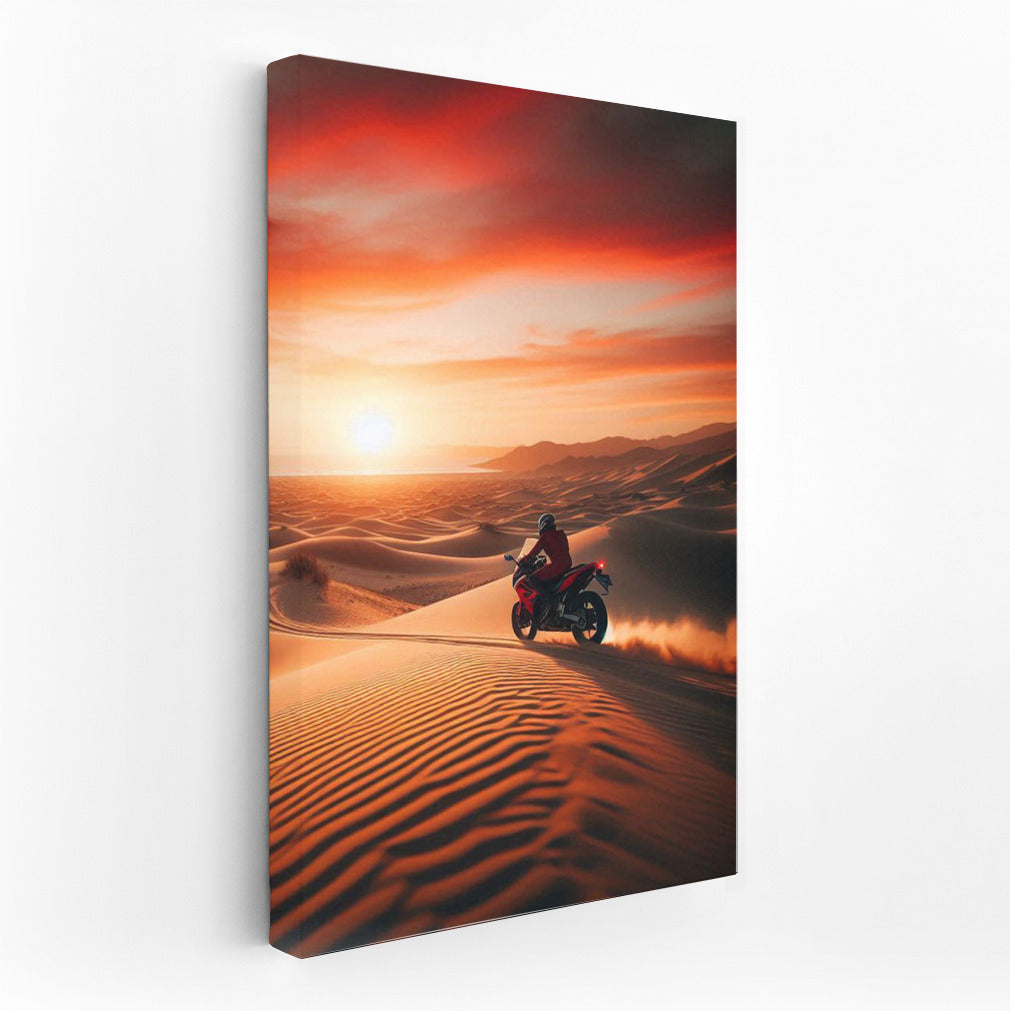 Sunset Freedom: Honda Motorcycle in the Desert