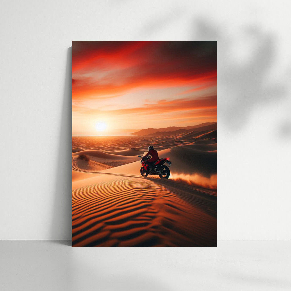 Sunset Freedom: Honda Motorcycle in the Desert