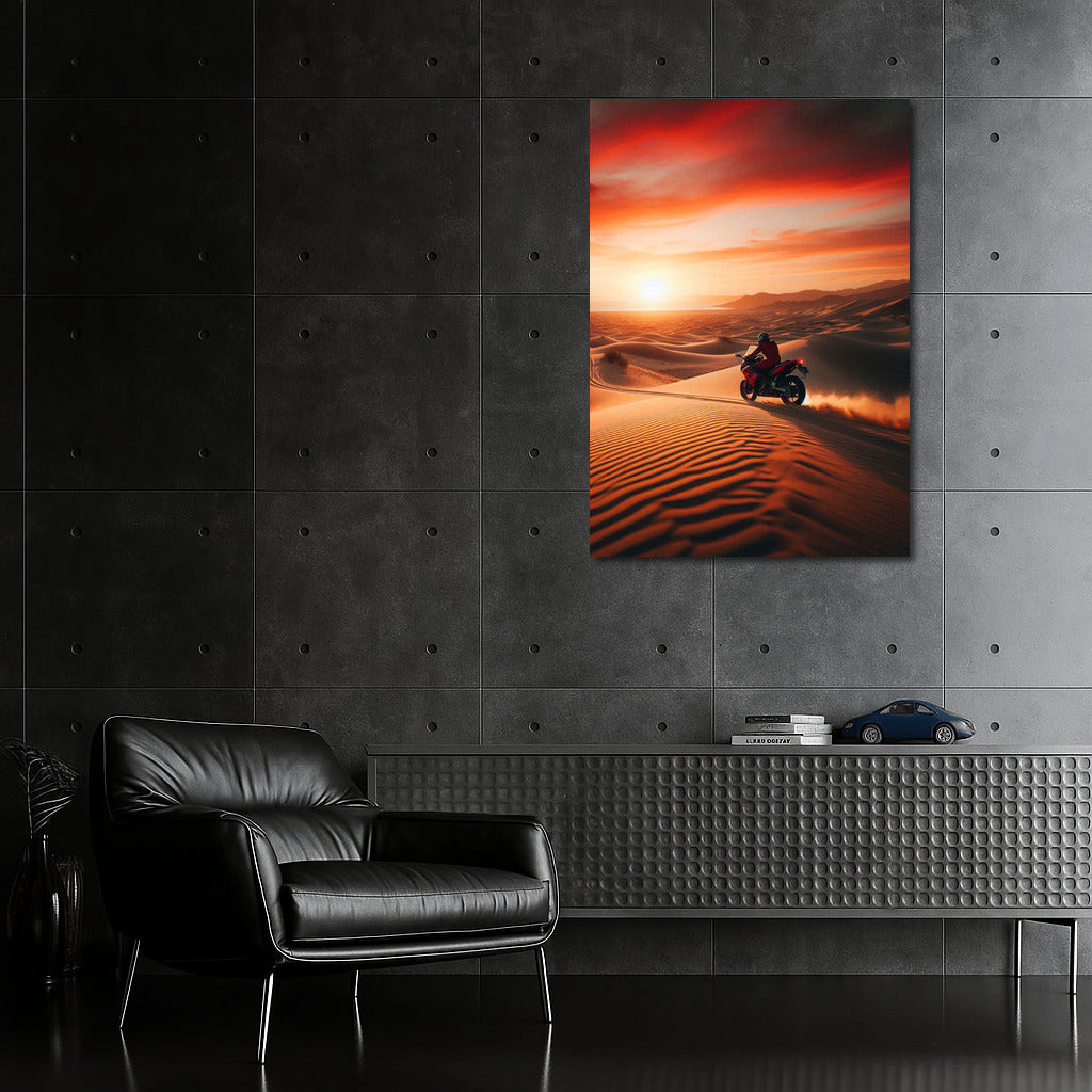 Sunset Freedom: Honda Motorcycle in the Desert