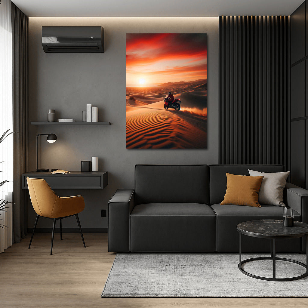 Sunset Freedom: Honda Motorcycle in the Desert