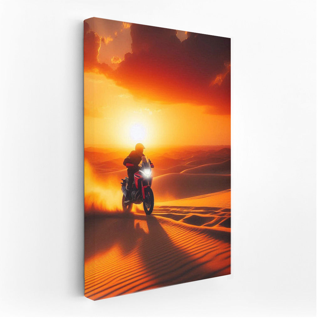 Sunset Freedom: Honda on the Desert Waves