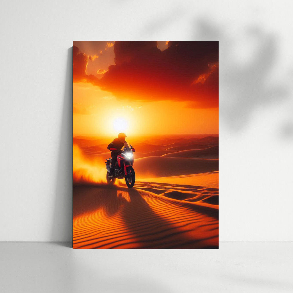 Sunset Freedom: Honda on the Desert Waves