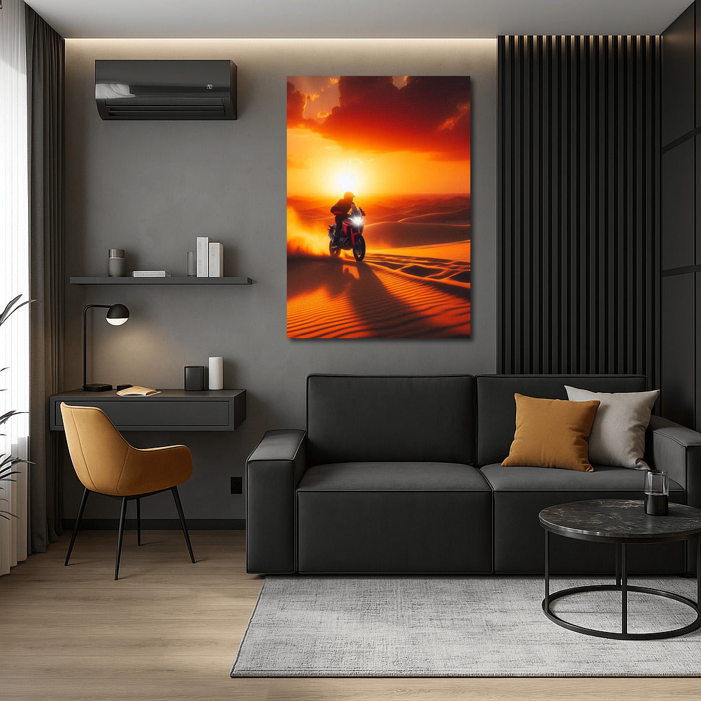 Sunset Freedom: Honda on the Desert Waves