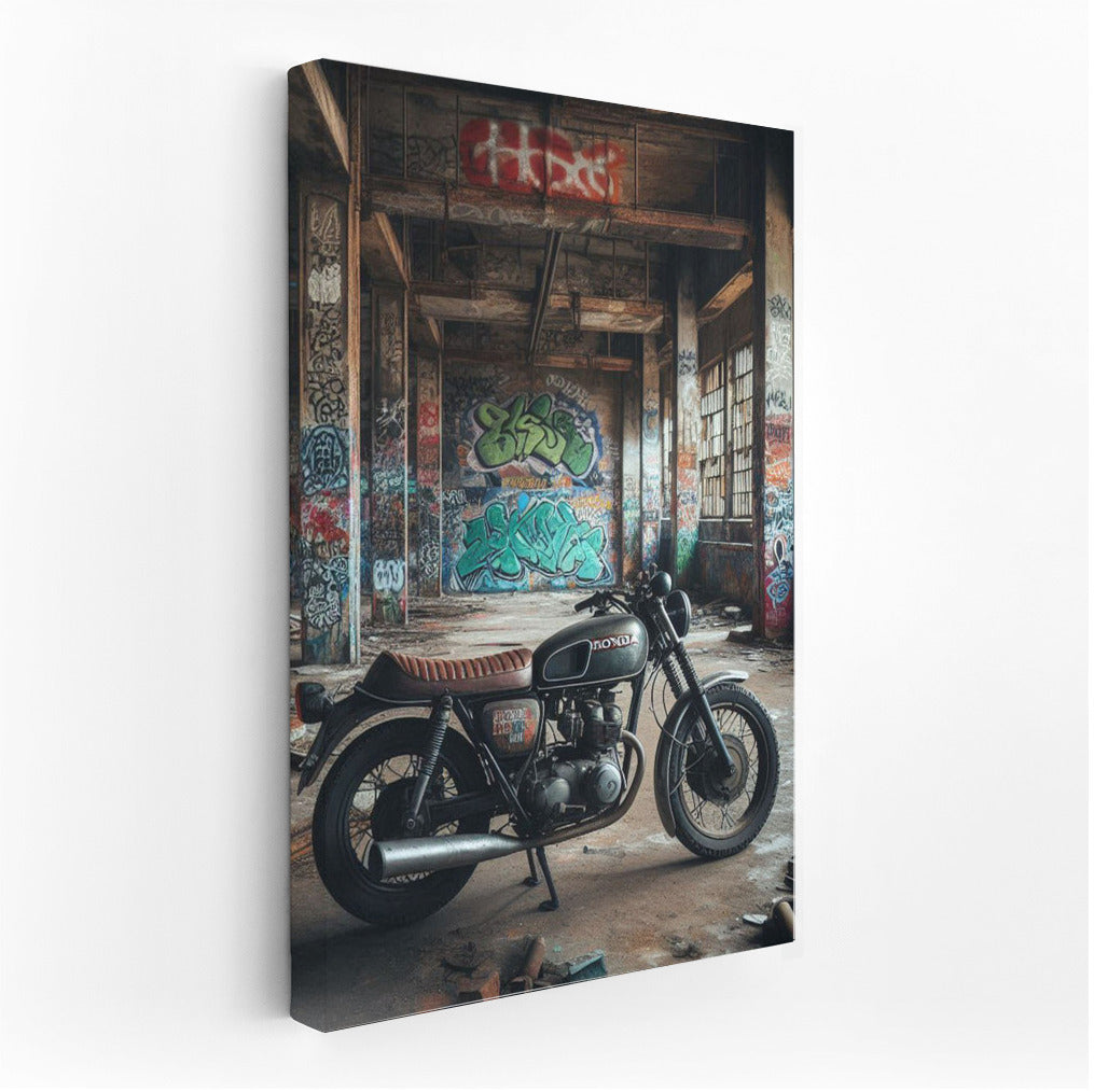 Rebel Spirit: Legendary Honda Motorcycle in Abandoned Warehouse