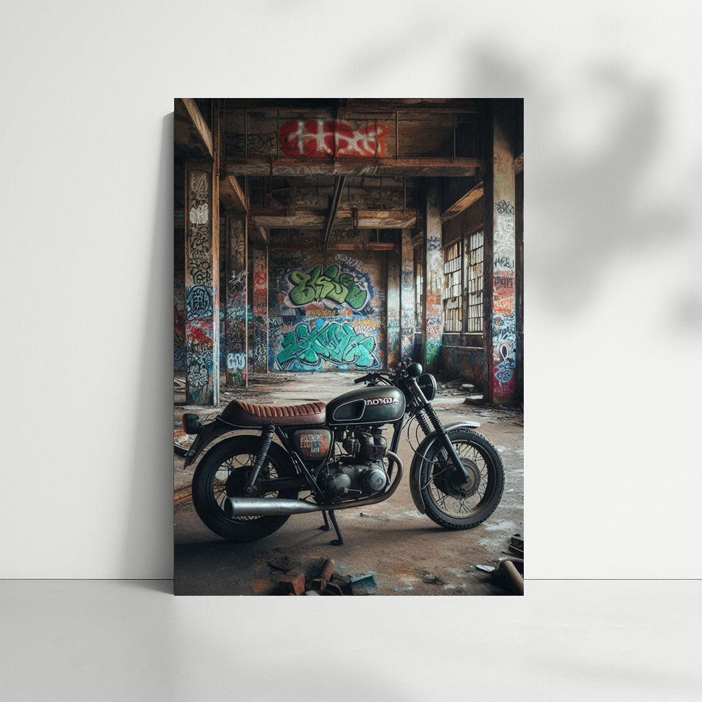 Rebel Spirit: Legendary Honda Motorcycle in Abandoned Warehouse