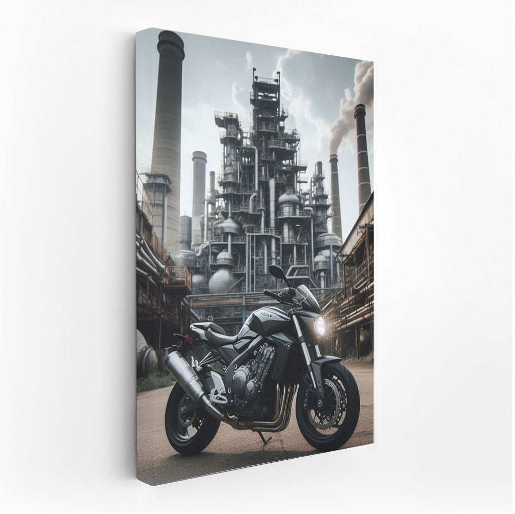 City Pulse: Honda Motorcycle in Industrial Zone