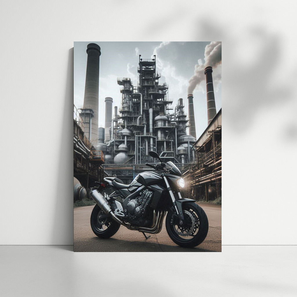 City Pulse: Honda Motorcycle in Industrial Zone