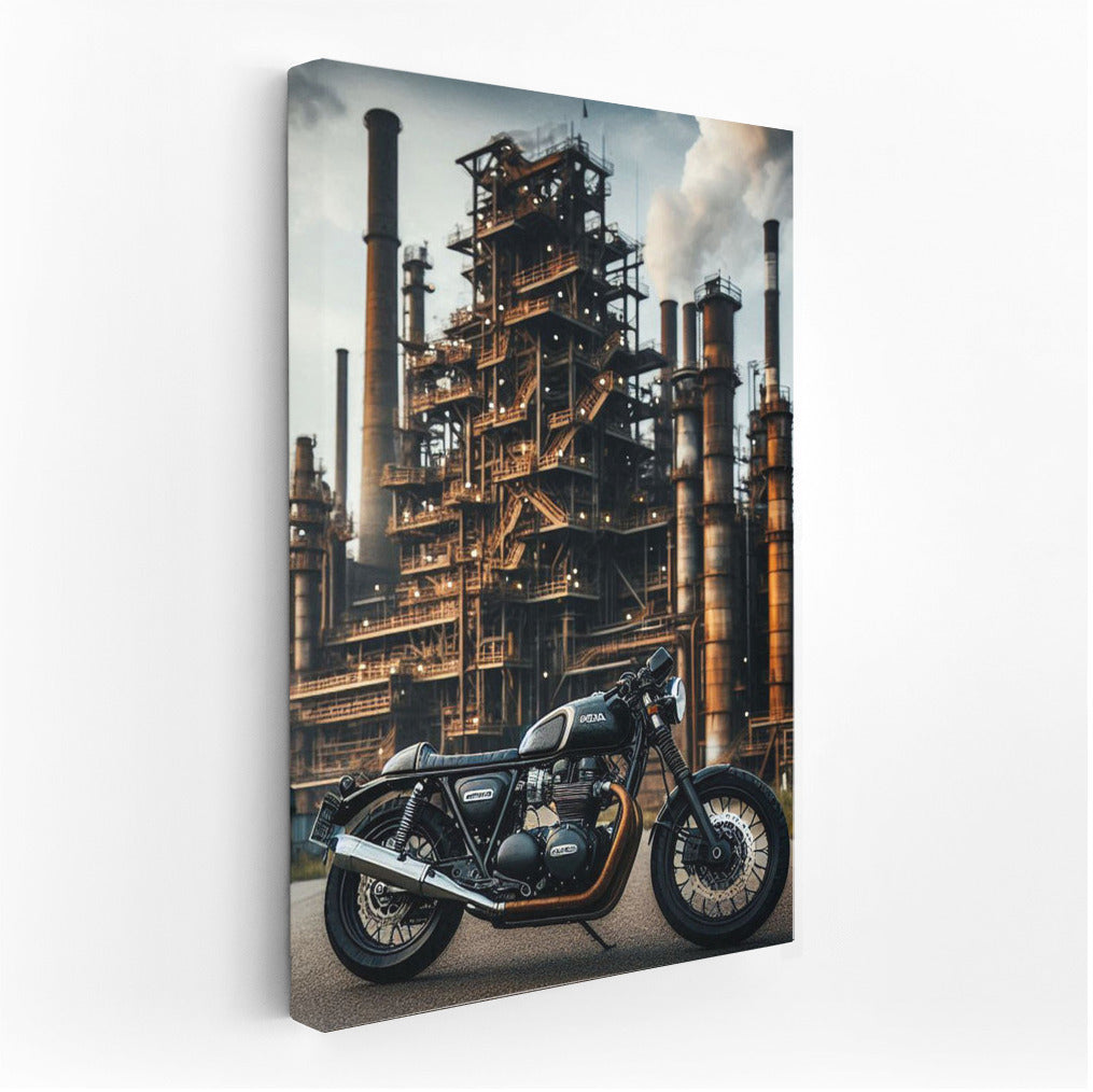 Urban's Thunder: Honda Motorcycle in Industrial Zone