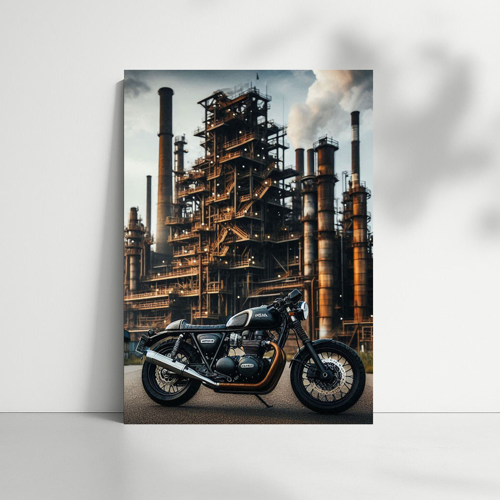 Urban's Thunder: Honda Motorcycle in Industrial Zone