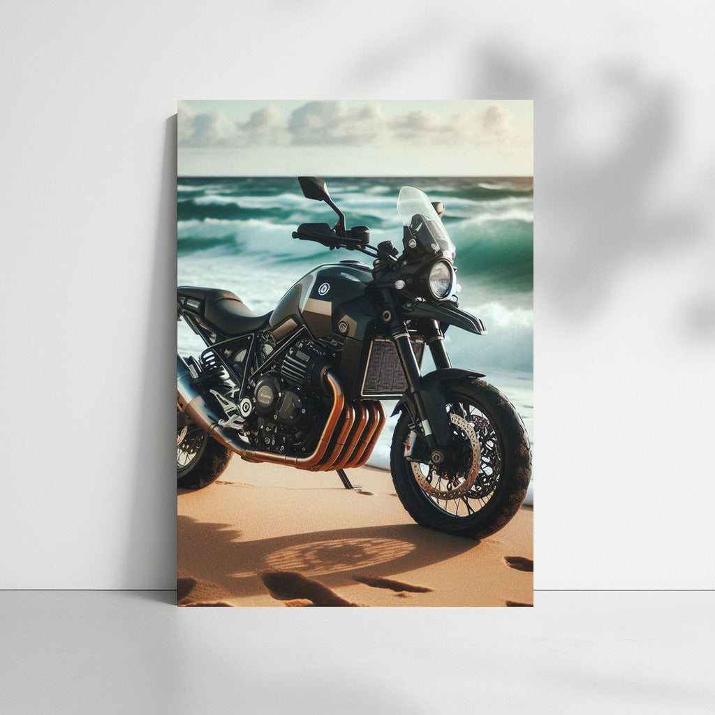 Husqvarna on the Sandy Beach: Speed and Ocean Waves