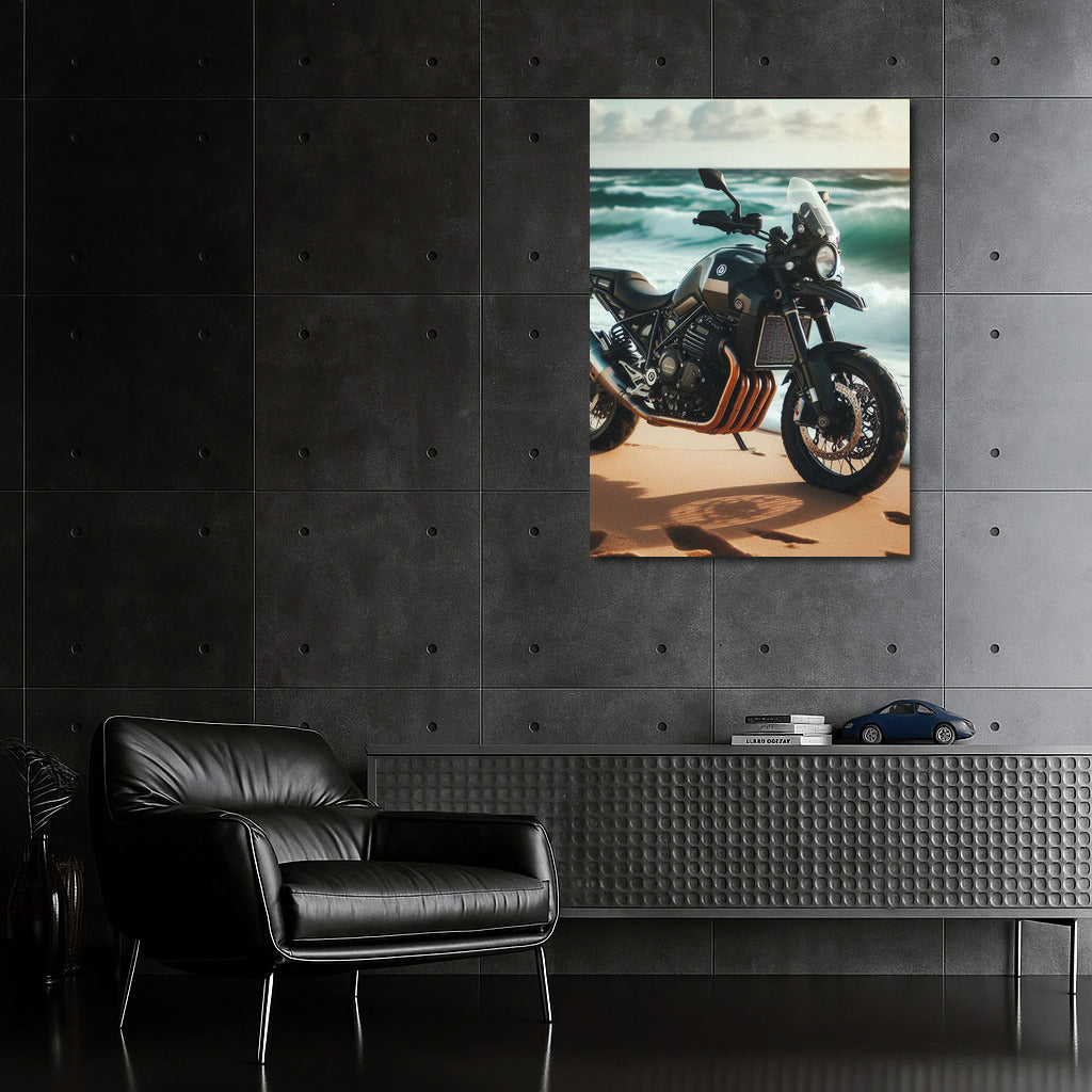 Husqvarna on the Sandy Beach: Speed and Ocean Waves