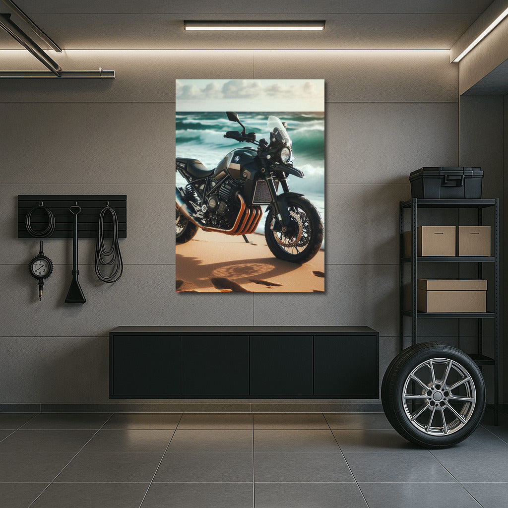 Husqvarna on the Sandy Beach: Speed and Ocean Waves