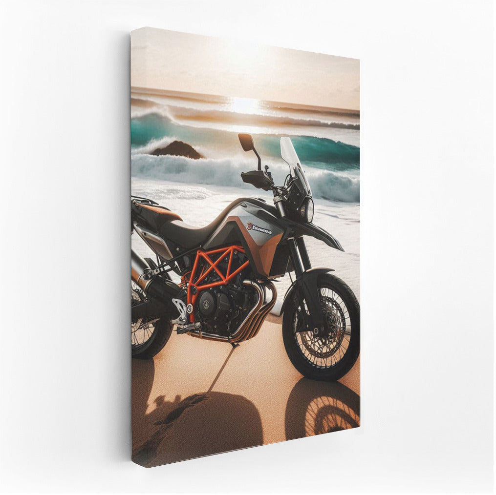 Freedom on Wheels: Husqvarna Motorcycle at the Ocean Waves