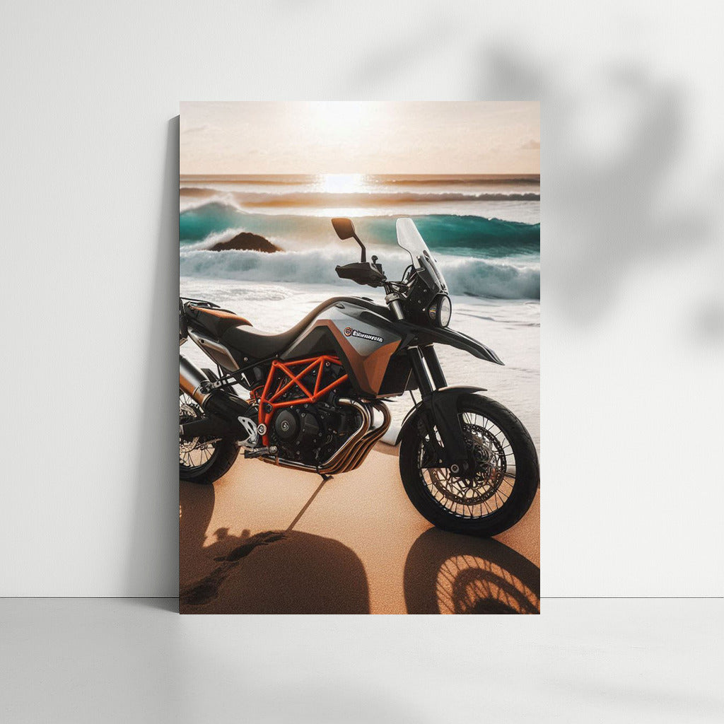 Freedom on Wheels: Husqvarna Motorcycle at the Ocean Waves