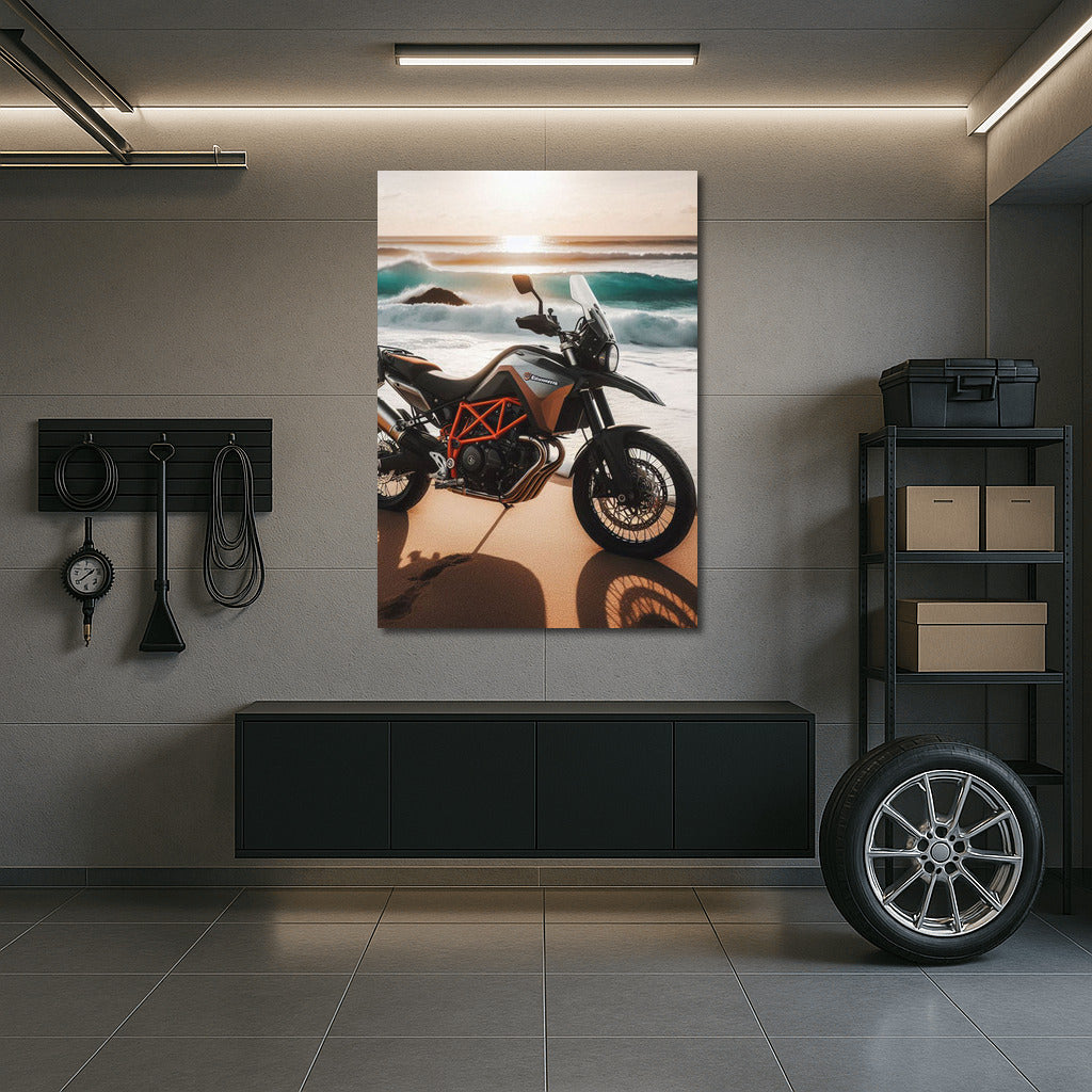 Freedom on Wheels: Husqvarna Motorcycle at the Ocean Waves