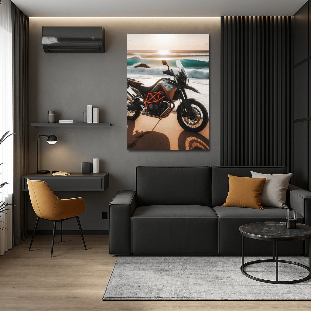 Freedom on Wheels: Husqvarna Motorcycle at the Ocean Waves