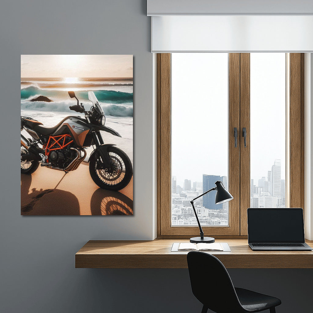 Freedom on Wheels: Husqvarna Motorcycle at the Ocean Waves