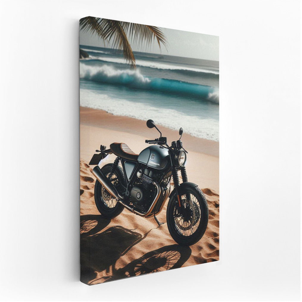 Freedom on the Beach: Husqvarna Motorcycle at Sunset