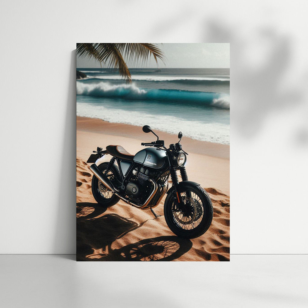 Freedom on the Beach: Husqvarna Motorcycle at Sunset