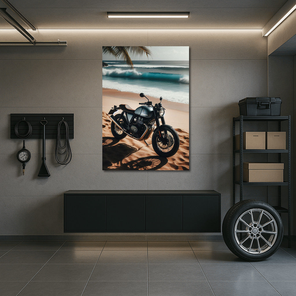 Freedom on the Beach: Husqvarna Motorcycle at Sunset