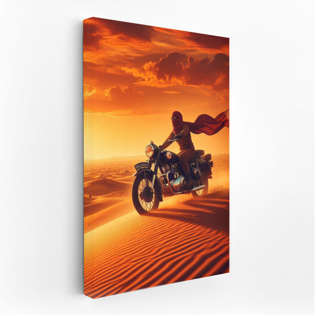 Sunset Journey: Indian Motorcycle Ride in the Desert