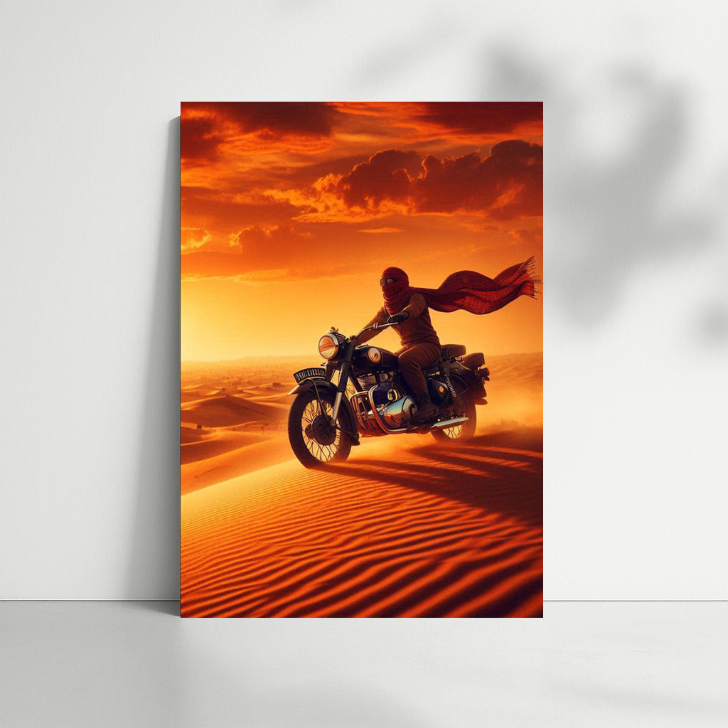 Sunset Journey: Indian Motorcycle Ride in the Desert