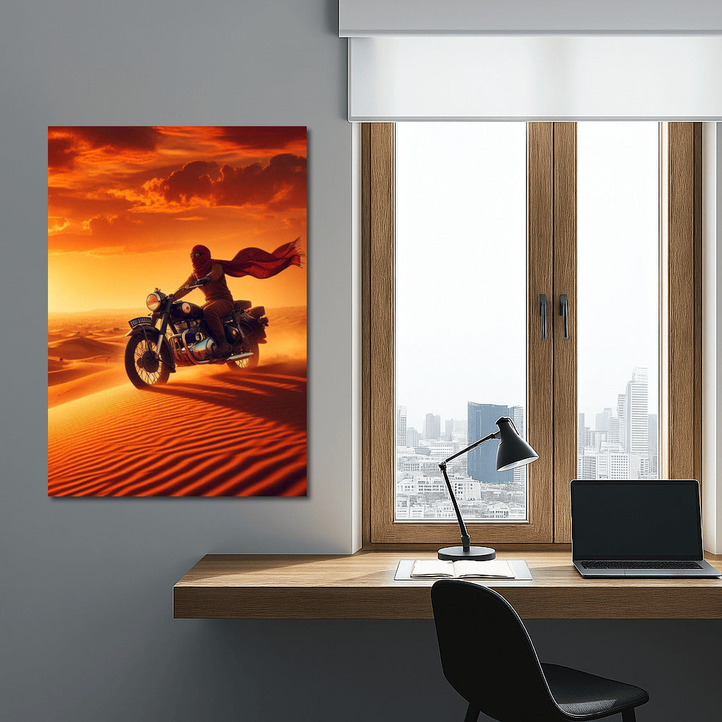 Sunset Journey: Indian Motorcycle Ride in the Desert