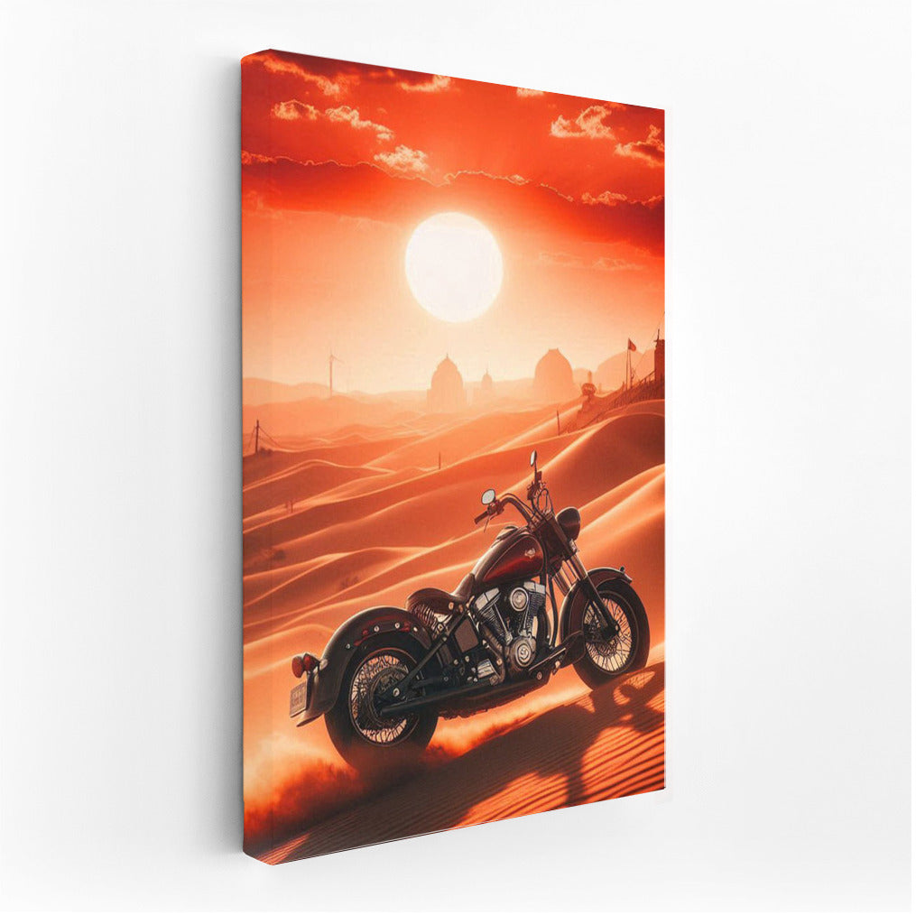 Sunset Freedom: Indian Motorcycle in the Desert