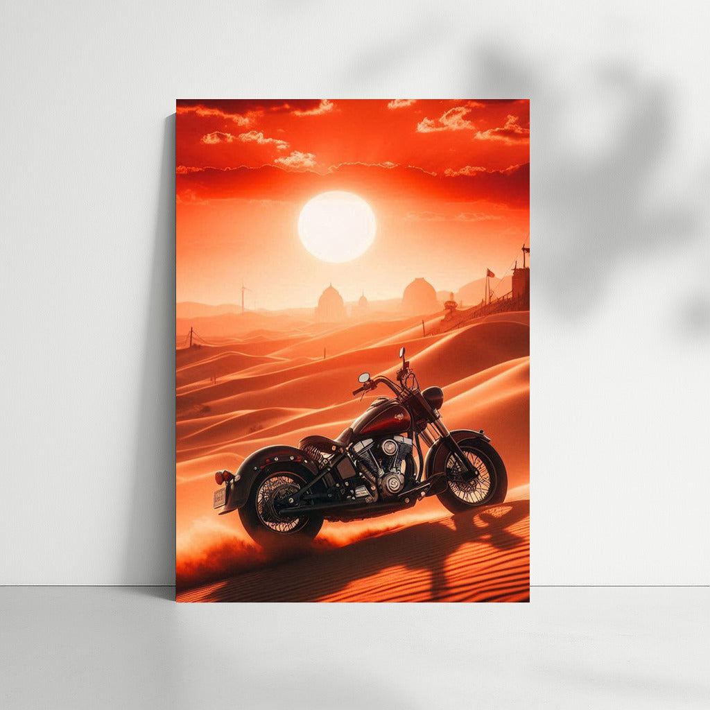 Sunset Freedom: Indian Motorcycle in the Desert