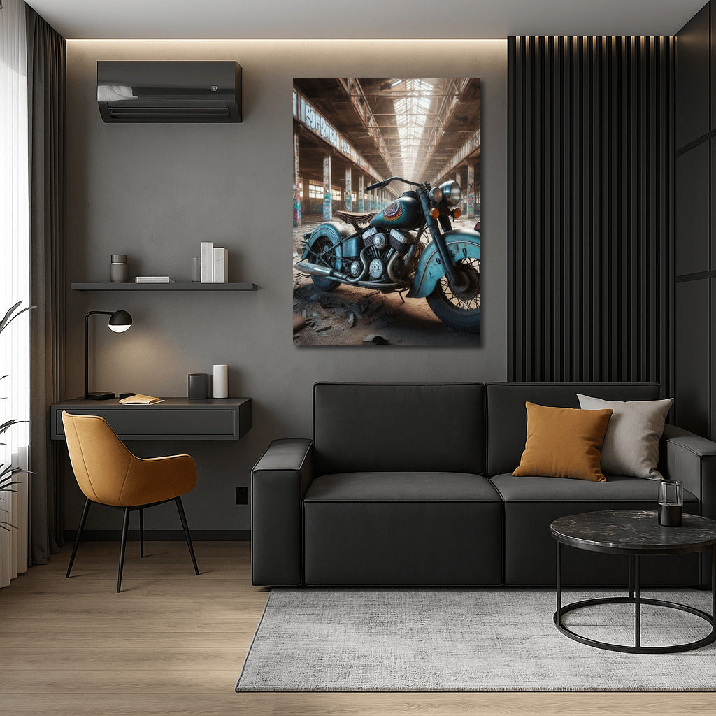 Freedom on an Indian: Motorcycle in an Abandoned Warehouse