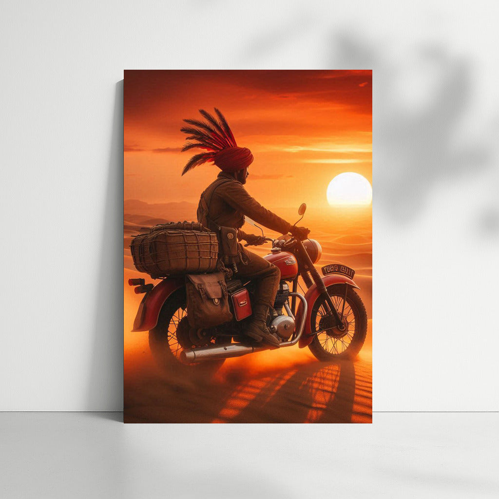 Freedom at Sunset: Indian Motorcycle in the Desert