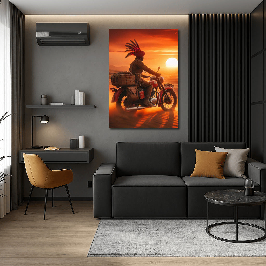 Freedom at Sunset: Indian Motorcycle in the Desert