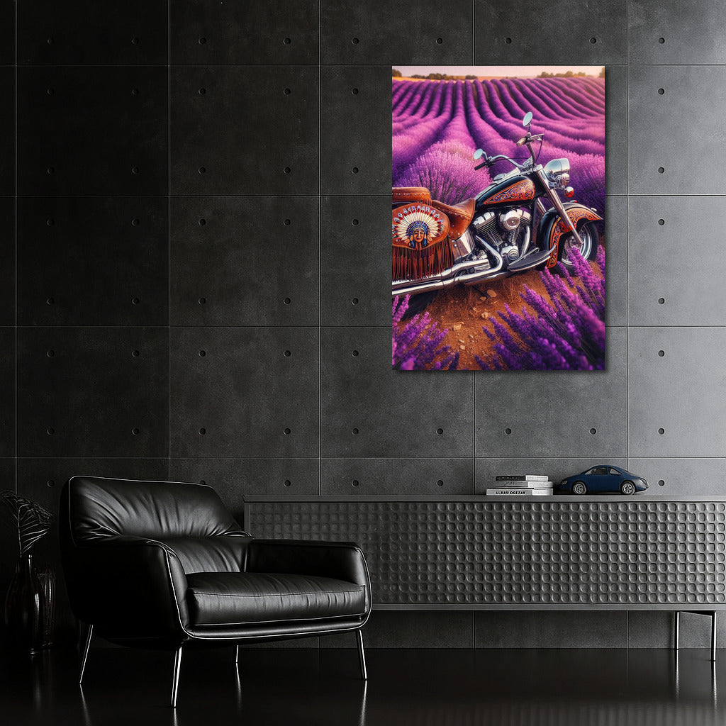 Indian Motorcycle: Journey Through Lavender Fields