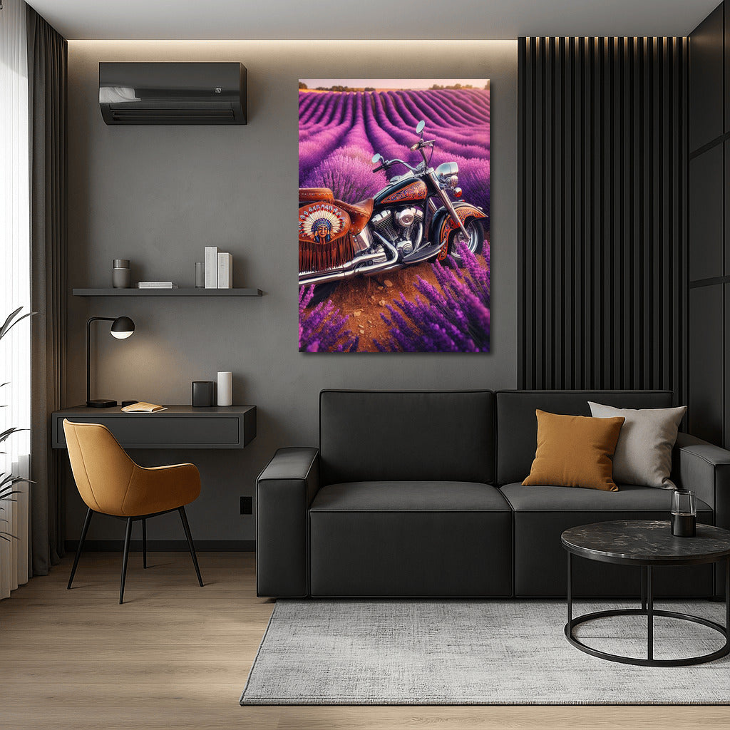 Indian Motorcycle: Journey Through Lavender Fields