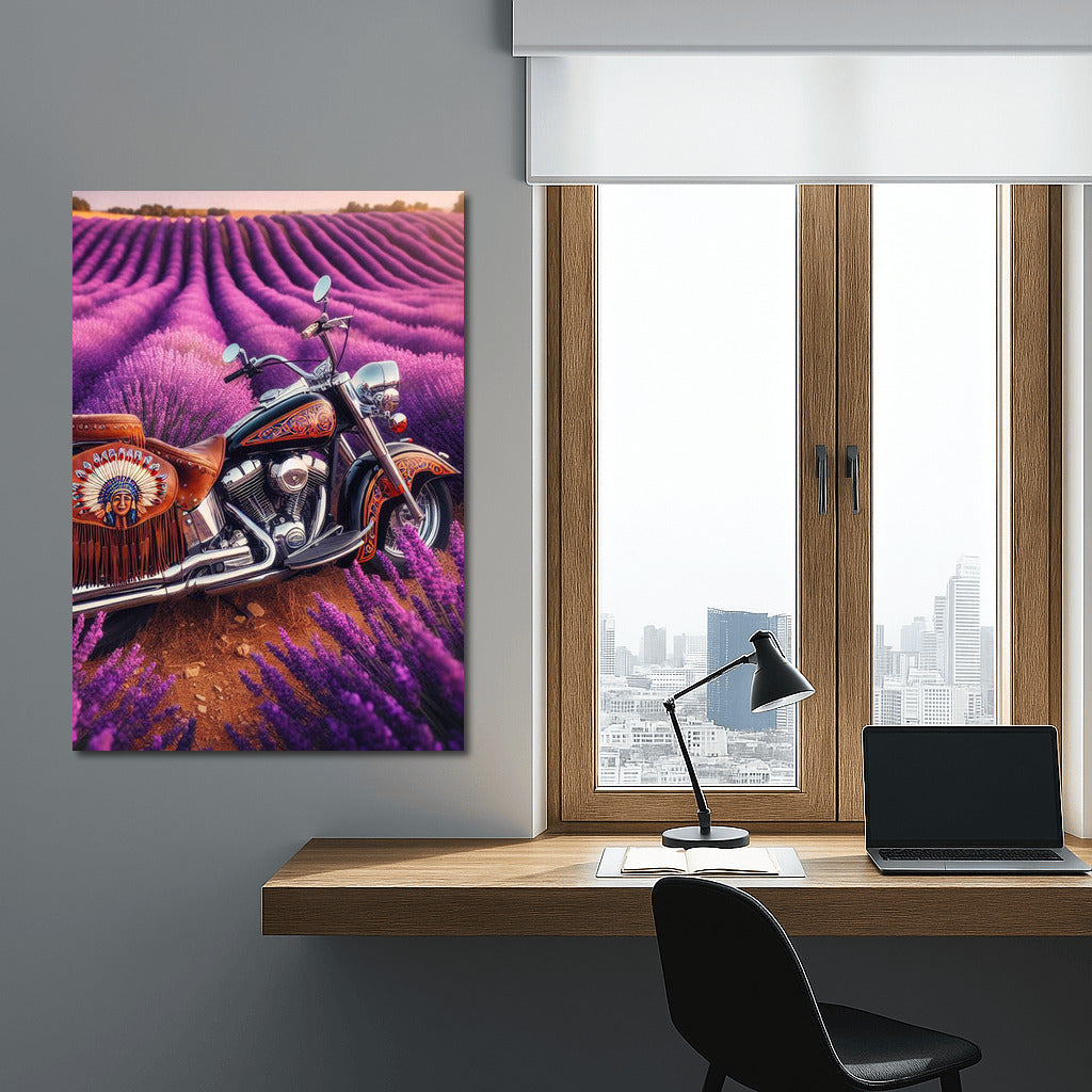 Indian Motorcycle: Journey Through Lavender Fields