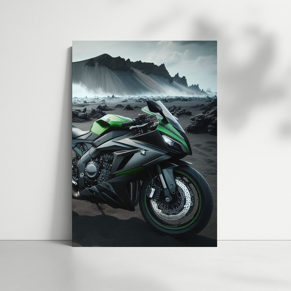 Kawasaki on Volcanic Landscape: Symphony of Speed and Elements