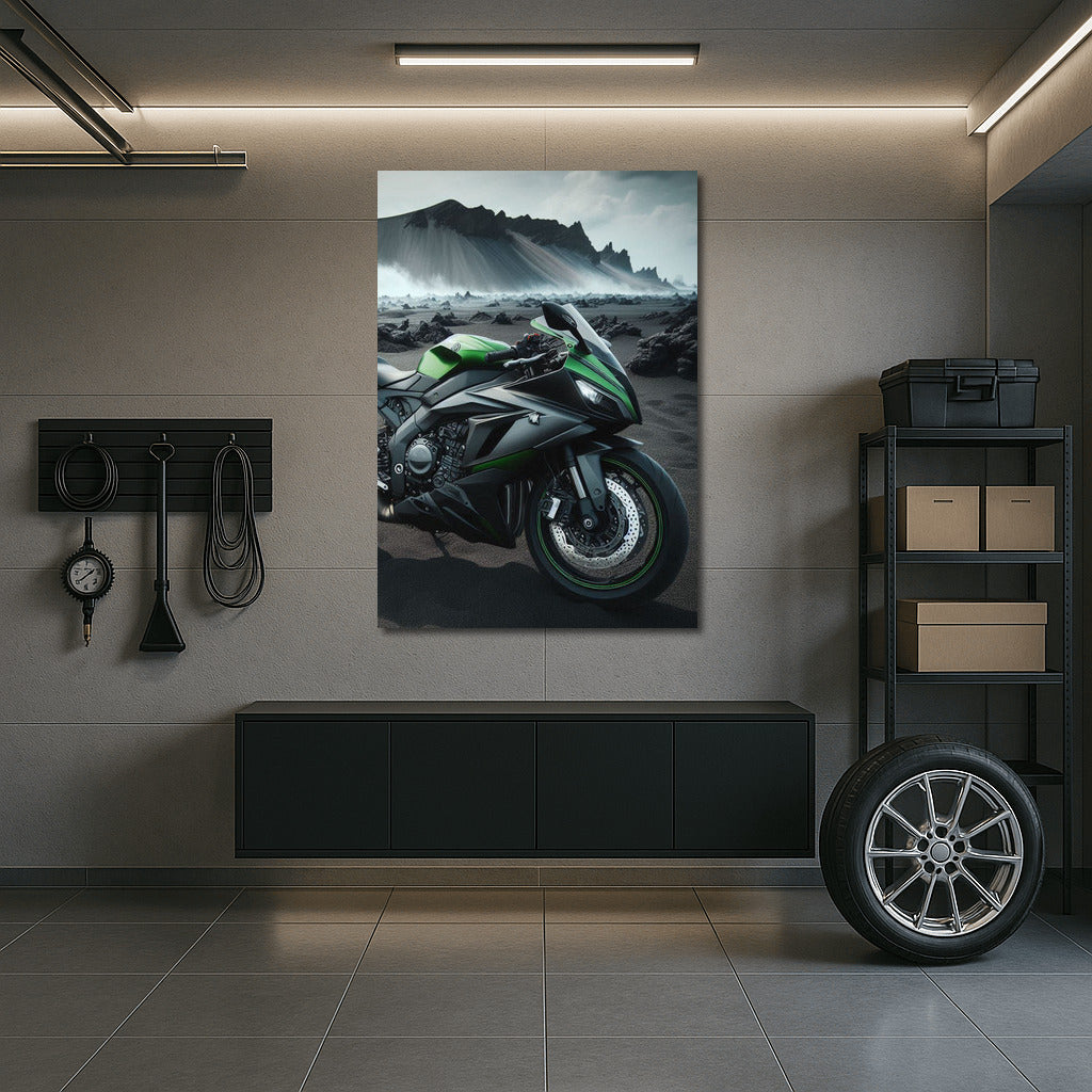 Kawasaki on Volcanic Landscape: Symphony of Speed and Elements