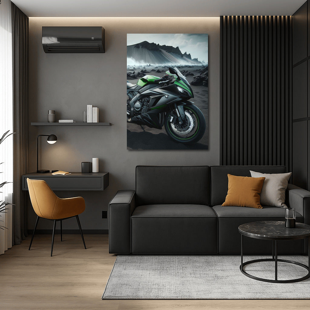 Kawasaki on Volcanic Landscape: Symphony of Speed and Elements