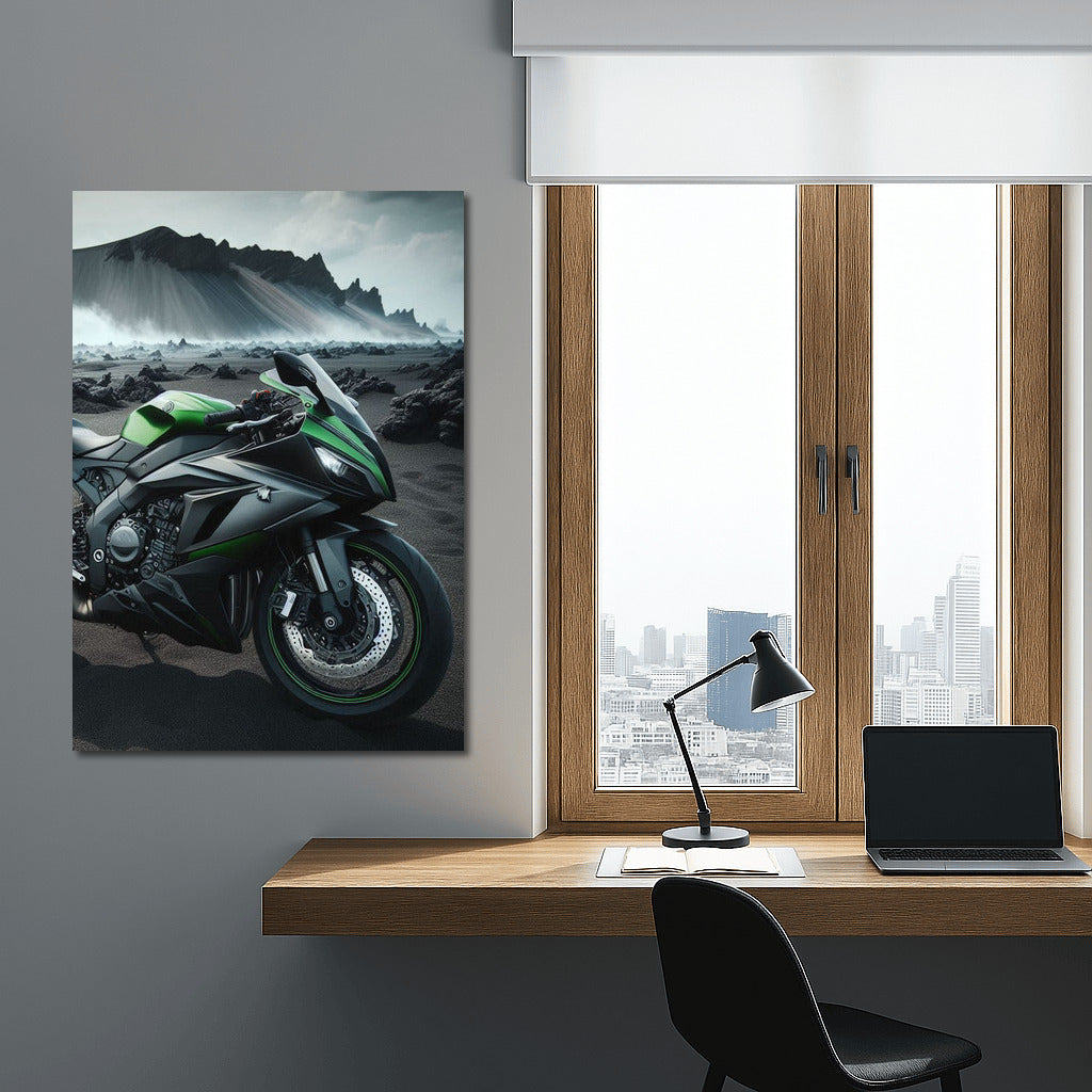 Kawasaki on Volcanic Landscape: Symphony of Speed and Elements