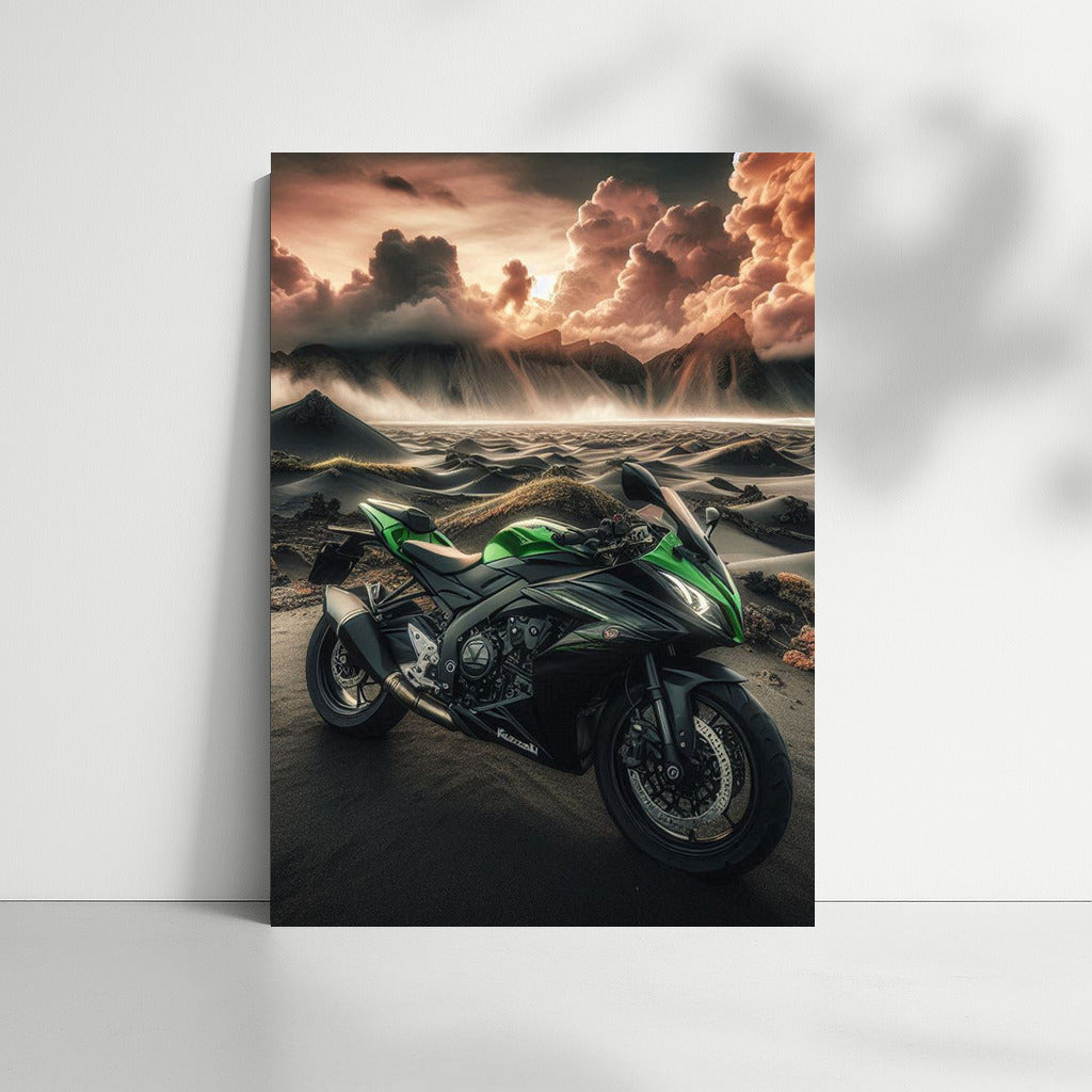 Kawasaki Speed Through Volcanic Landscapes