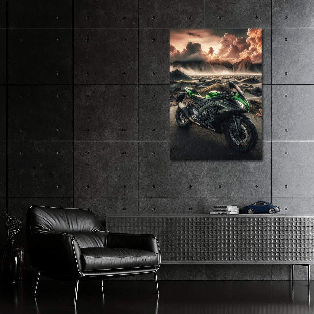 Kawasaki Speed Through Volcanic Landscapes