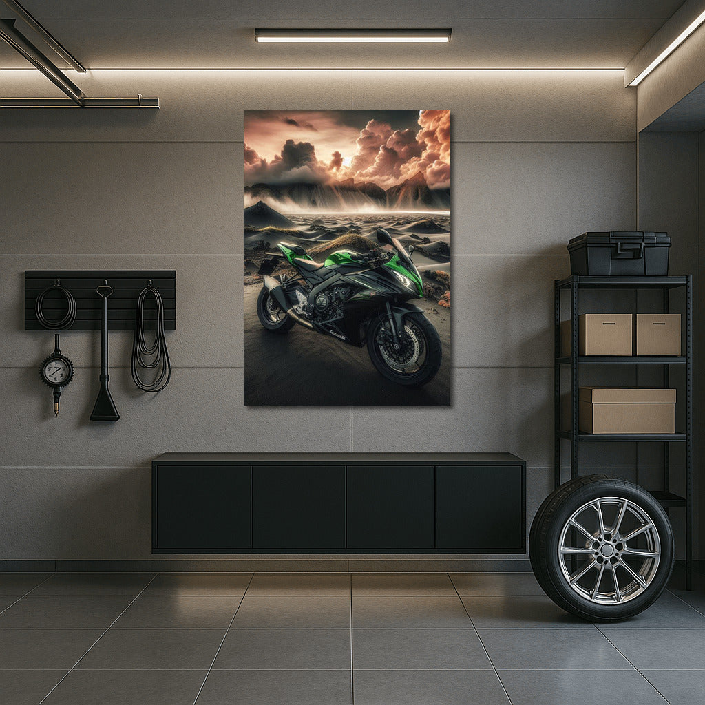 Kawasaki Speed Through Volcanic Landscapes